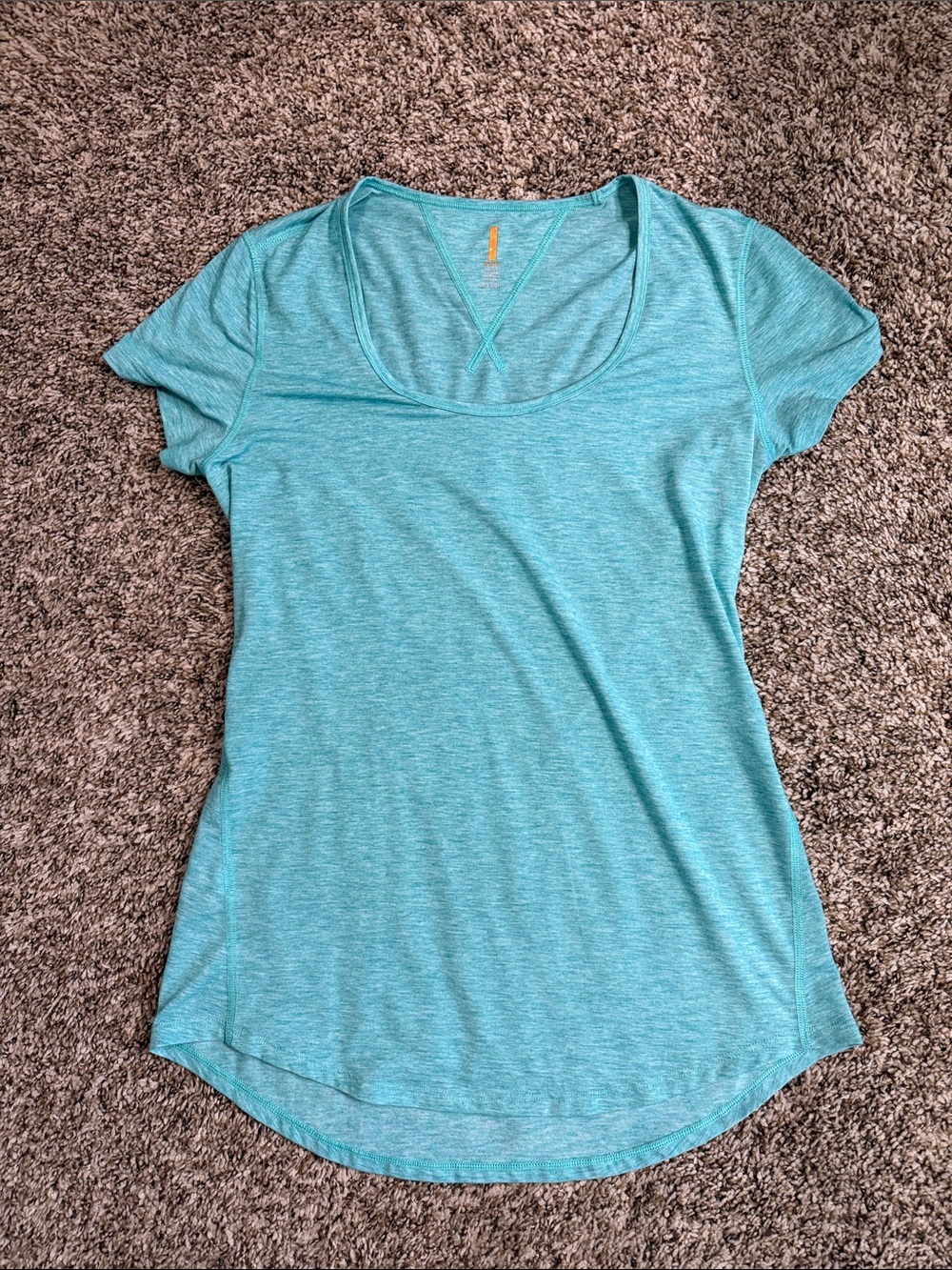 Lucy Teal Heathered Scoop Neck Cap Sleeve Top